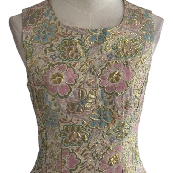 AX PARIS Metallic Skater Floral Sleeveless Mini Dress Size 8 6 4 Summer Wedding - Picture 6 of 8
